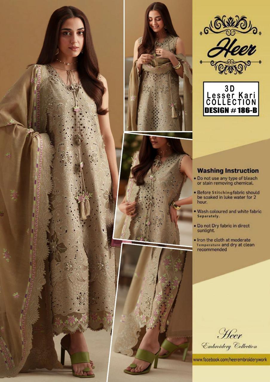 Luxury Chikankari Embroidered Lawn 3 Piece Suit