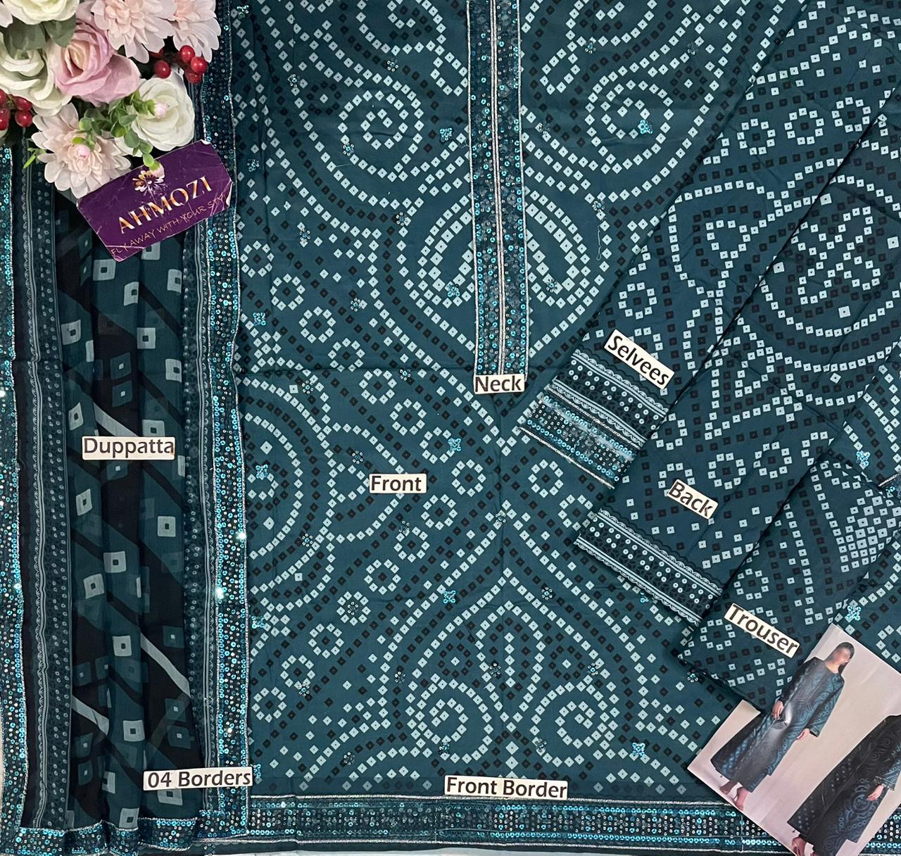 Jazmin Unstitched Lawn Suit with Chiffon Dupatta – Replica Collection