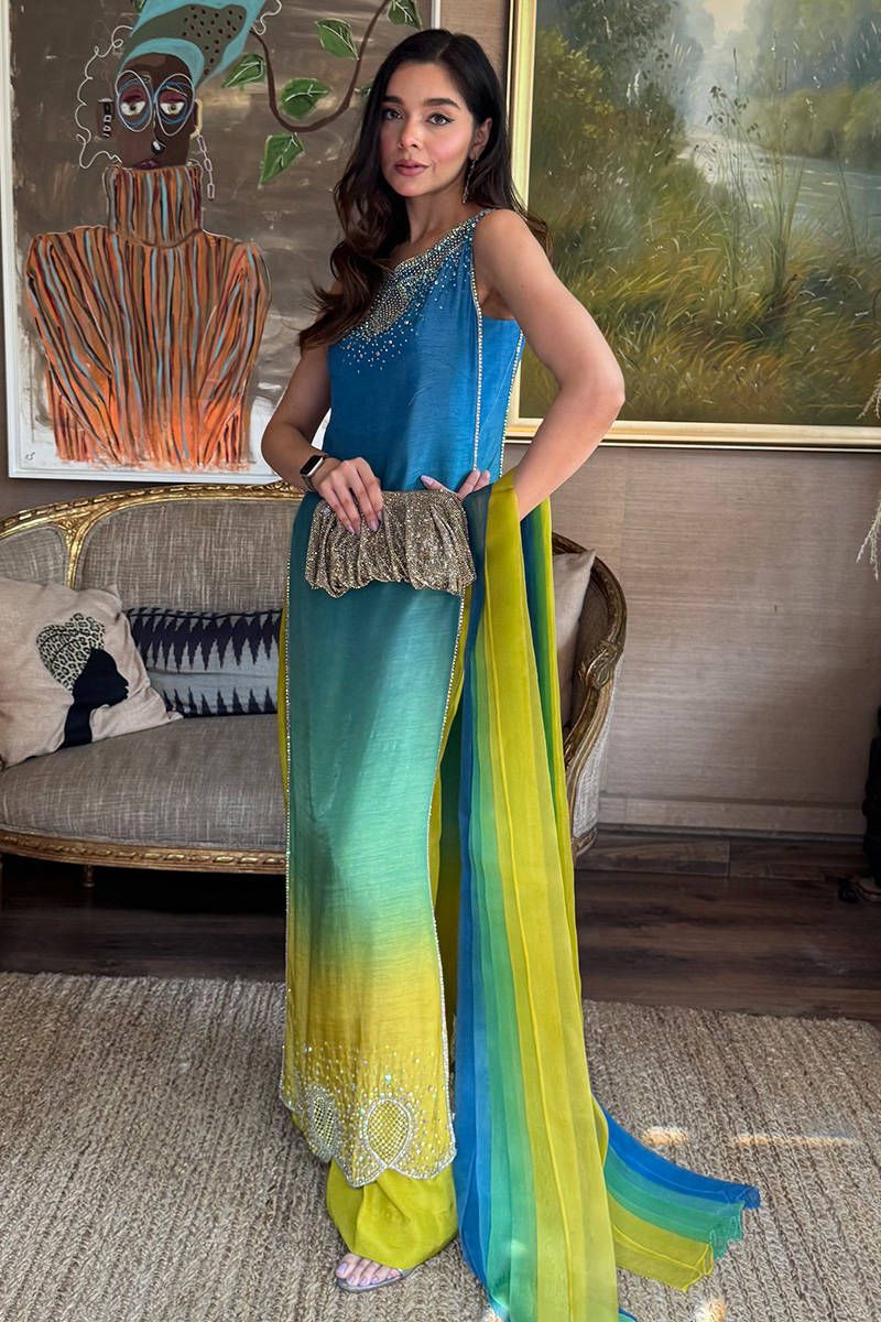Farida Hassan Neon Ombre – Premium Digital Lawn 3 Piece Suit