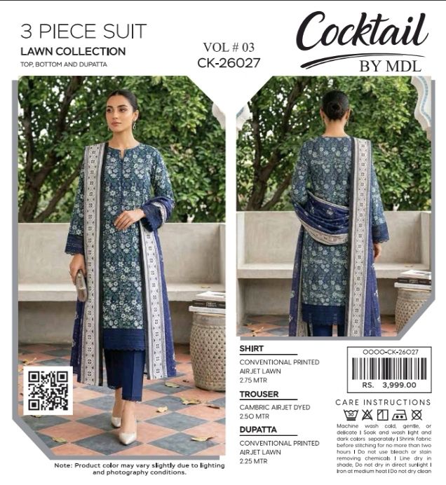 COCKTAIL by MDL – Premium Digital Printed Lawn 3 Piece Suit