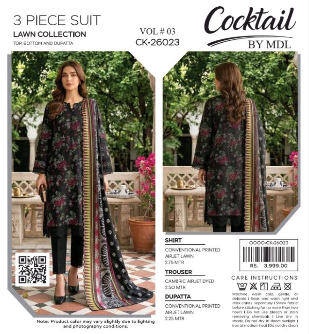 COCKTAIL by MDL – Premium Digital Printed Lawn 3 Piece Suit