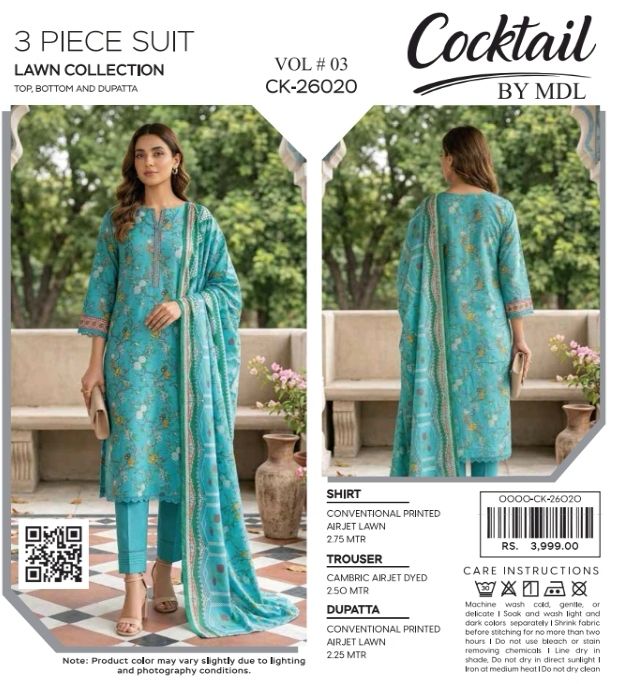 COCKTAIL by MDL – Premium Digital Printed Lawn 3 Piece Suit