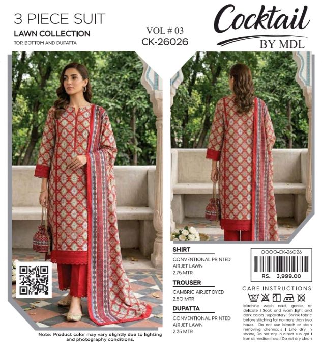 COCKTAIL by MDL – Premium Digital Printed Lawn 3 Piece Suit
