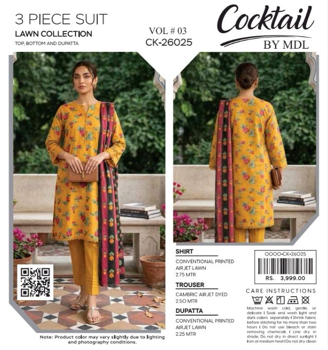 COCKTAIL by MDL – Premium Digital Printed Lawn 3 Piece Suit