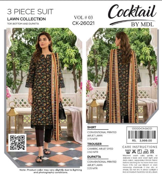 COCKTAIL by MDL – Premium Digital Printed Lawn 3 Piece Suit