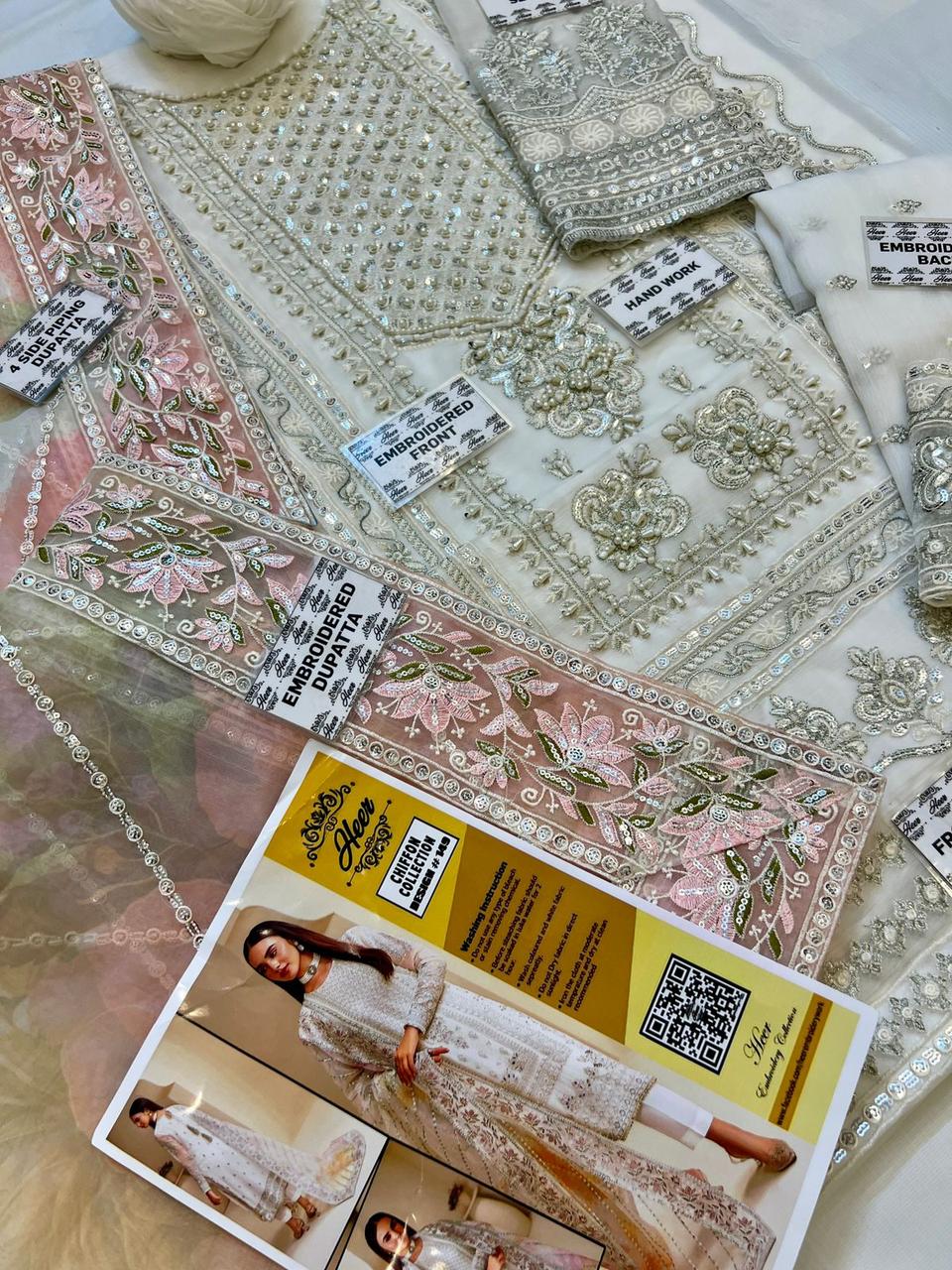 Heer Design 149 – Luxury Embroidered Chiffon 3 Piece Suit