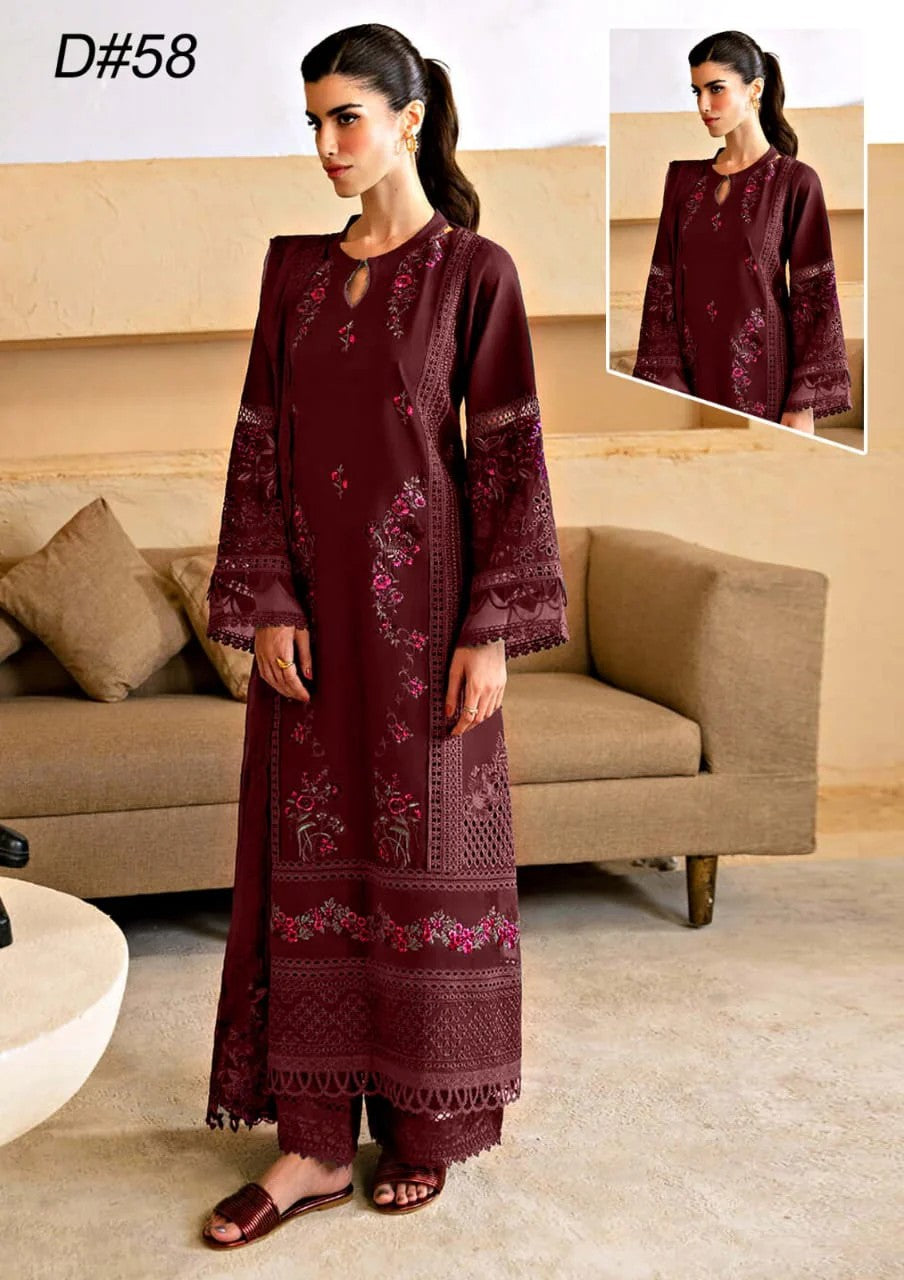 Azure Premium Chikankari Lawn Suit | Embroidered Khaadi Net Dupatta Collection